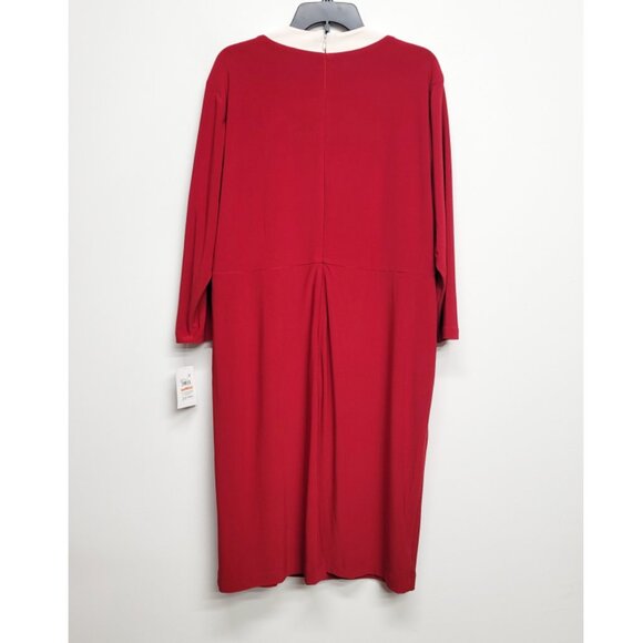 NWT Kasper Red White City Wrap V-Neck Long Sleeve Dress 2X - Picture 9 of 14